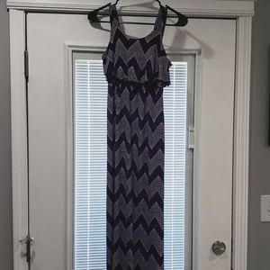 Youth navy chevron long dress large